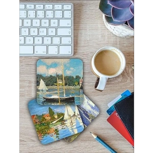 Ahşap Claude Monet Temalı Bardak Altlığı 6lı Set (9 x 9 cm)