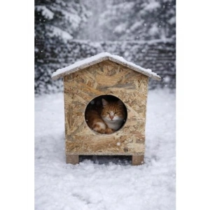 Ahşap Dış Ortam Kedi Evi, 45x40x30 cm