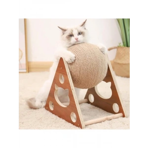 Ahşap İpli Kedi Oyuncak Topu, Tırmalama Ürünü