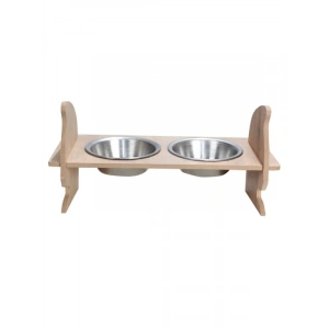 Ahşap Kedi Kafalı Mama Kabı - 2li Set