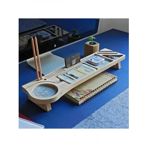 Ahşap Masa Üstü Kalemlik ve Telefon Standı