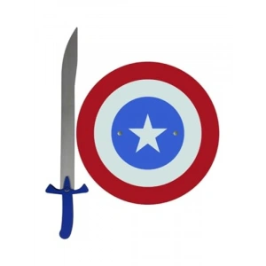 Ahşap Oyuncak Silah Seti - Kaptan Kalkan + Mavi Kılıç