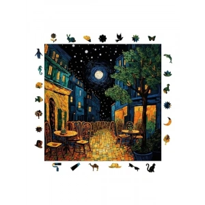 Ahşap Puzzle - Van Gogh Kafe Terasta Gece - 353 Parça, 29 x 29 cm