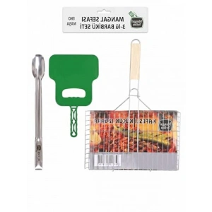 Ahşap Saplı Piknik Izgarası, 35x20 cm ve Tek Kullanımlık Tasarım