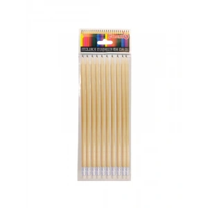 Ahşap Silgili Yuvarlak Kurşun Kalem Seti, 10 Adet