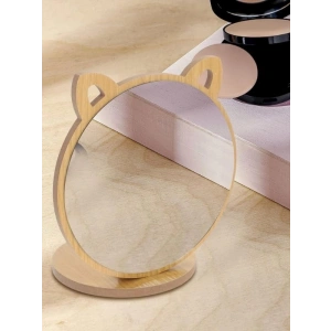 Ahşap Standlı Kedi Ayna - Masa Üstü Makyaj Aynası