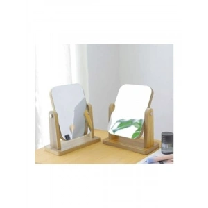 Ahşap Tasarımlı Masaüstü Makyaj Aynası, 18x13 cm