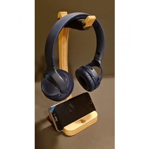 Ahşap Telefon Standı ve Kulaklık Tutucu