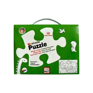 Akademi Çocuk Funny Mat - Washable Puzzle: Dinozor Çağı - Birleştir Boya! (12 Parça Puzzle + 6 Adet Kalem Hediye)