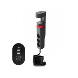 Akım Korumalı Masa Kenarı Priz - 3 Priz + 2 USB + 1 Type C