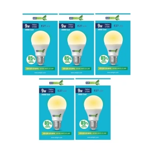 Aklight 9W Günışığı E-27 LED Ampul 790 Lm 5 Li Paket