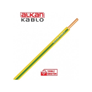 Alkan 1x2,5 Mm² H07V-U Nya Kablo 100 Metre (%100 Bakır) Sarı-Yeşil