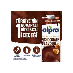 Alpro Bitter Çikolata Badem Sütü 1 L Vegan Laktozsuz Bitkisel Bazlı