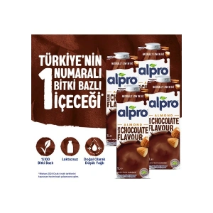 Alpro Bitter Çikolata Badem Sütü 4x1 L Vegan Laktozsuz Bitkisel Bazlı