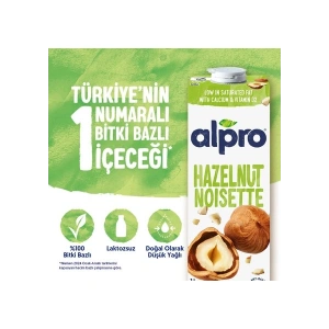 Alpro Fındık Sütü 1 L Vegan Laktozsuz Bitkisel Bazlı