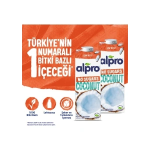 Alpro Şekersiz Hindistan Cevizi Sütü 2x1 L Vegan Laktozsuz Bitkisel Bazlı