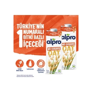 Alpro Şekersiz Yulaf Sütü 2x1 L Vegan Laktozsuz Bitkisel Bazlı
