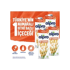 Alpro Şekersiz Yulaf Sütü 4x1 L Vegan Laktozsuz Bitkisel Bazlı
