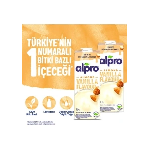 Alpro Vanilya Badem Sütü 2x1 L Vegan Laktozsuz Bitkisel Bazlı