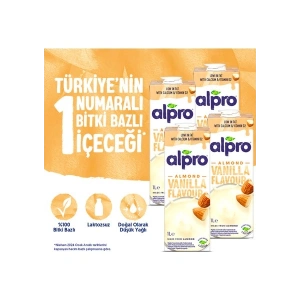 Alpro Vanilyalı Badem Sütü 4x1 L Vegan Laktozsuz Bitkisel Bazlı