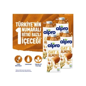 Alpro Yulaf & Badem Sütü 4x1 L Vegan Laktozsuz Bitkisel Bazlı