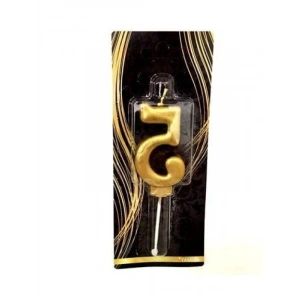 Altın Pasta Mumu - 5 Yaş Temalı, Eğlenceli ve Şık