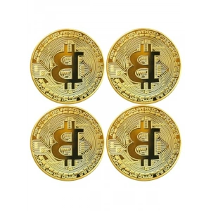Altın Renkli Bitcoin Hatıra Parası, 4 Adet Koleksiyon Parası