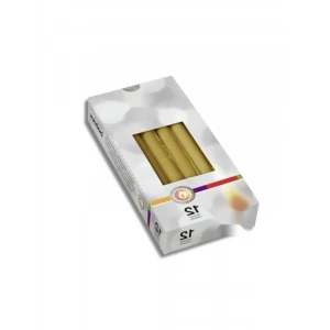 Altın Renkli Konik Şamdan Yemek Mumu (12 Adet)