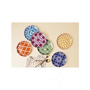 Altın ve Platin Desenli 6lı Pasta Takımı - 18 cm