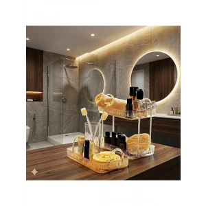Amber Sarı Renkli Banyo Düzenleyici Raf, İki Katlı