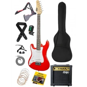Amfili Full 3/4 Boy Elektro Gitar Seti - Kırmızı (8-12 Yaş)