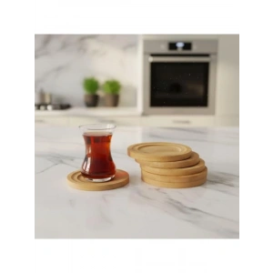 Antibakteriyel Bambu Yuvarlak Çay Tabağı Seti - 6lı