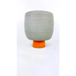 Antik Kendinden Ayaklı Toprak Saksı - Gri 19 cm