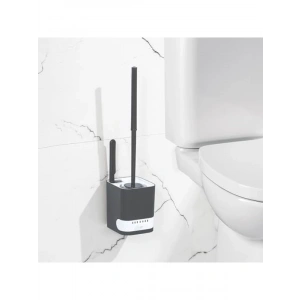 Antrasit Beyaz Tuvalet Fırçalığı, Pratik Banyo Temizlik Aracı