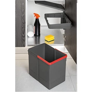 Antrasit Renkli 20 lt Kapağa Monte Çöp Kutusu - Silindir Şekilli