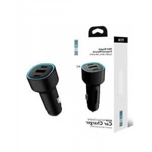 Araç İçi 60W PD Hızlı Şarj Aleti, 2x Type-C ve 1x USB 3.0 Portu