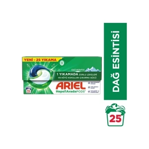 Ariel Hepsi1Arada PODS® Kapsül Çamaşır Deterjanı 25 Yıkama Dağ Esintisi ile Kötü Kokuları Giderir