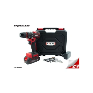 Attlas Atb 21 BLPD-201C 21V 2.0AH Tek Akülü Kömürsüz Darbeli Matkap L-Boxx Çantalı + 8 Parça Uç Seti