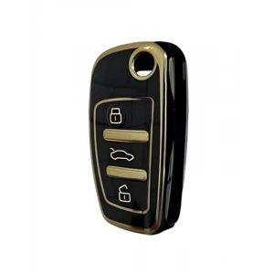 AutoHan Keys Audi A1 A3 A4 A5 A6 A7 Q3 Q5 Q7 Serisi Nano Anahtar Koruma Kılıfı, Siyah-Altın
