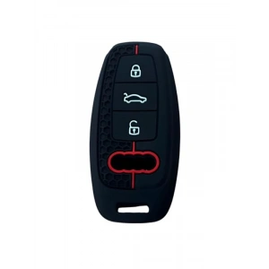 AutoHan Keys Audi Anahtar Kılıfı, A3 2021-2022, A6L, A7, A8, Q8, E-Tron, C8, D5 Modelleri için Uyumlu, Siyah Kırmızı Çizgili Petek Desenli