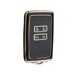 AutoHan Keys Lüx Renault Anahtar Kılıfı, Clio E-Tech, Austral, Megane E-Tech Uyumlu, 4 Buton, Siyah-Altın