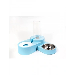 Ayarlanabilir Çelik Mama ve Su Kabı Seti - 1000ml Turkuaz