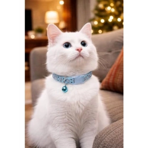Ayarlanabilir Zilli Kedi Boyun Tasması - Mavi