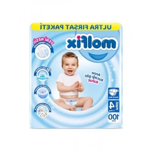 Aylık Bebek Bezi, 100 Adet, 4 Beden, Yüksek Emicilik ve Rahatlık