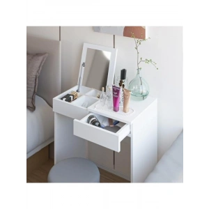 Aynalı Makyaj Masası - 2 Çekmeceli - Beyaz - 70x42 cm