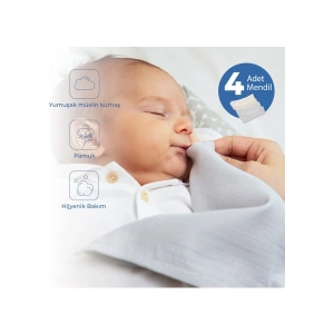 Babyjem Bürümcük Bebek Ağız Ter Mendili 4 Adet Gri
