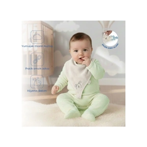 Babyjem Emzik Askılı Müslin Mama Önlüğü Ekru
