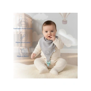 Babyjem Emzik Askılı Müslin Mama Önlüğü Gri