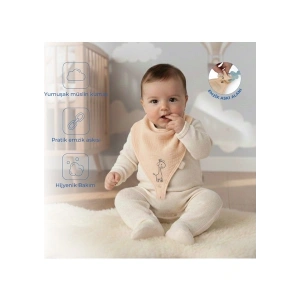 Babyjem Emzik Askılı Müslin Mama Önlüğü Somon