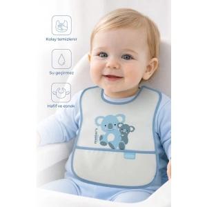 Babyjem Poli Muşamba Mama Önlüğü Küçük Mavi